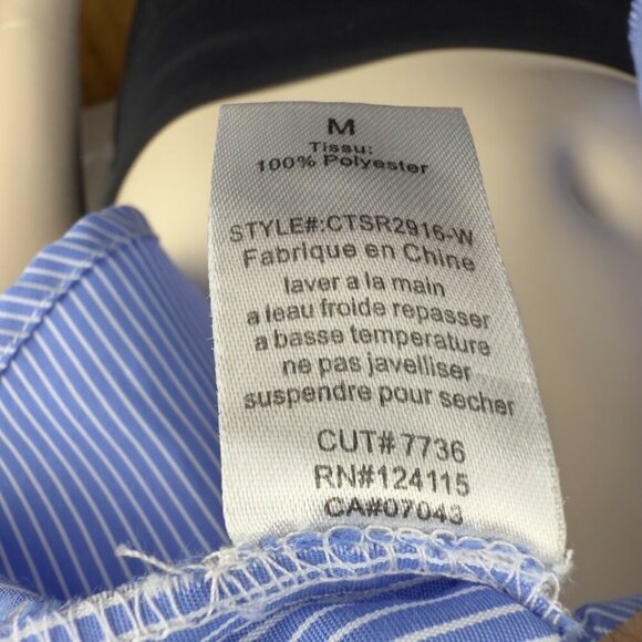 SOPHIE RUE ANTHRO Sailor chic Puff Sleeve Pinstripe Blue White OffShoulder Top M - Picture 6 of 6